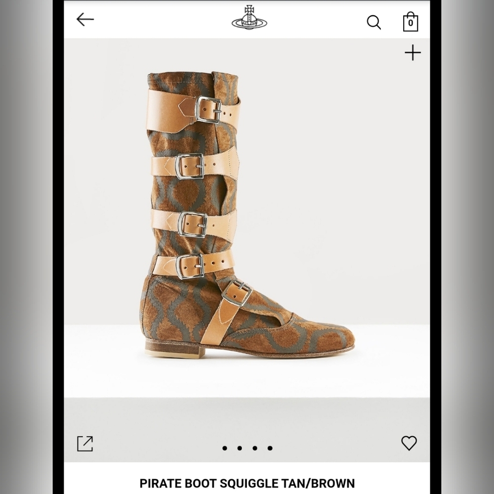 (Sold) Vivienne Westwood Pirate Boots - Squiggle Tan/Brown (UK 11)